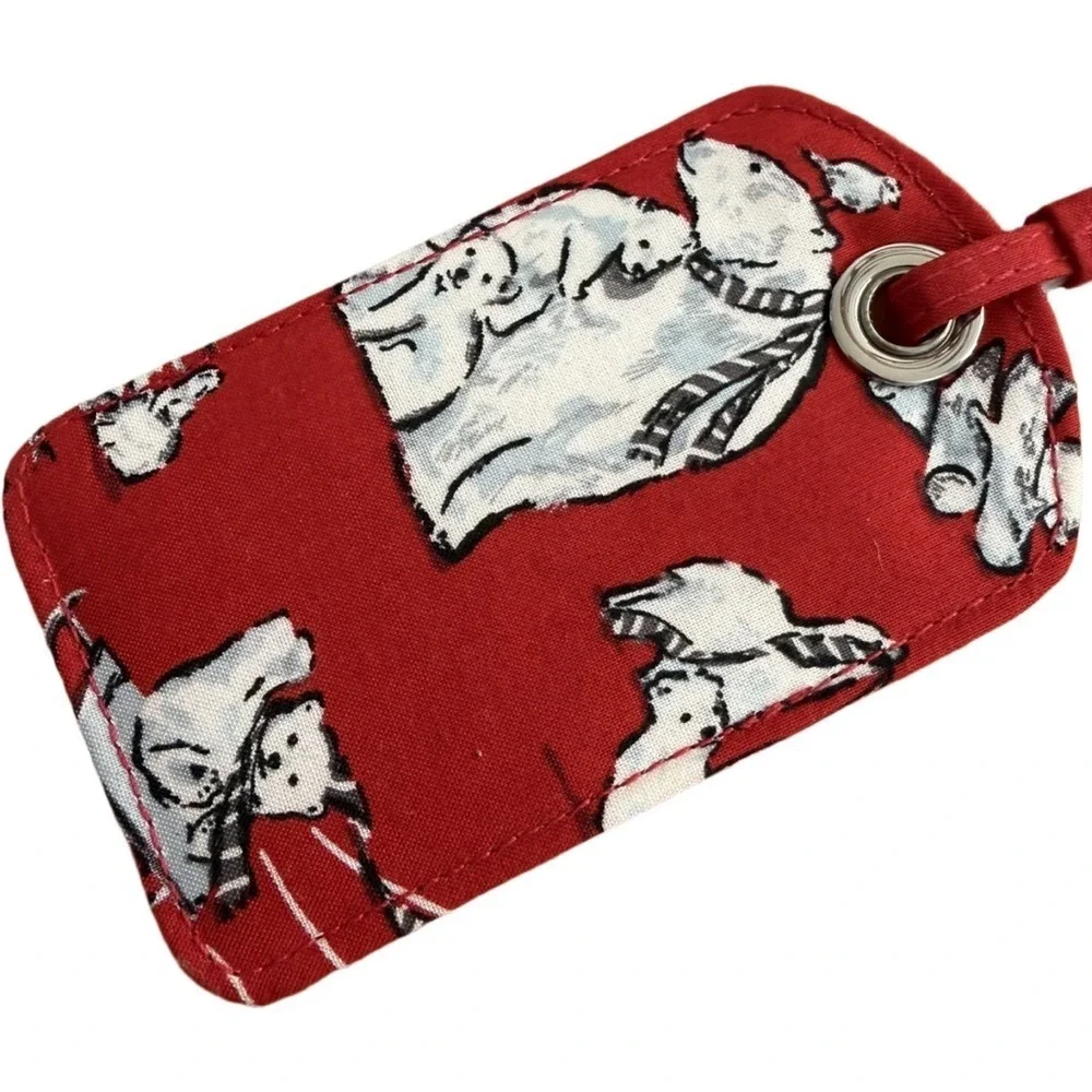 Vera Bradley Polar Bear Beary Merry Red ID Luggage Tag Name Tag Quilted NWOT